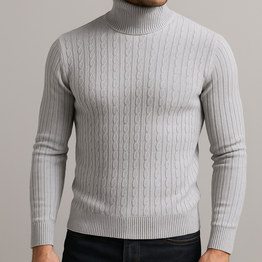 Maglione a Collo Alto Uomo | Maglione Invernale a Treccia Slim Fit | Pullover Casual Elegante Uomo