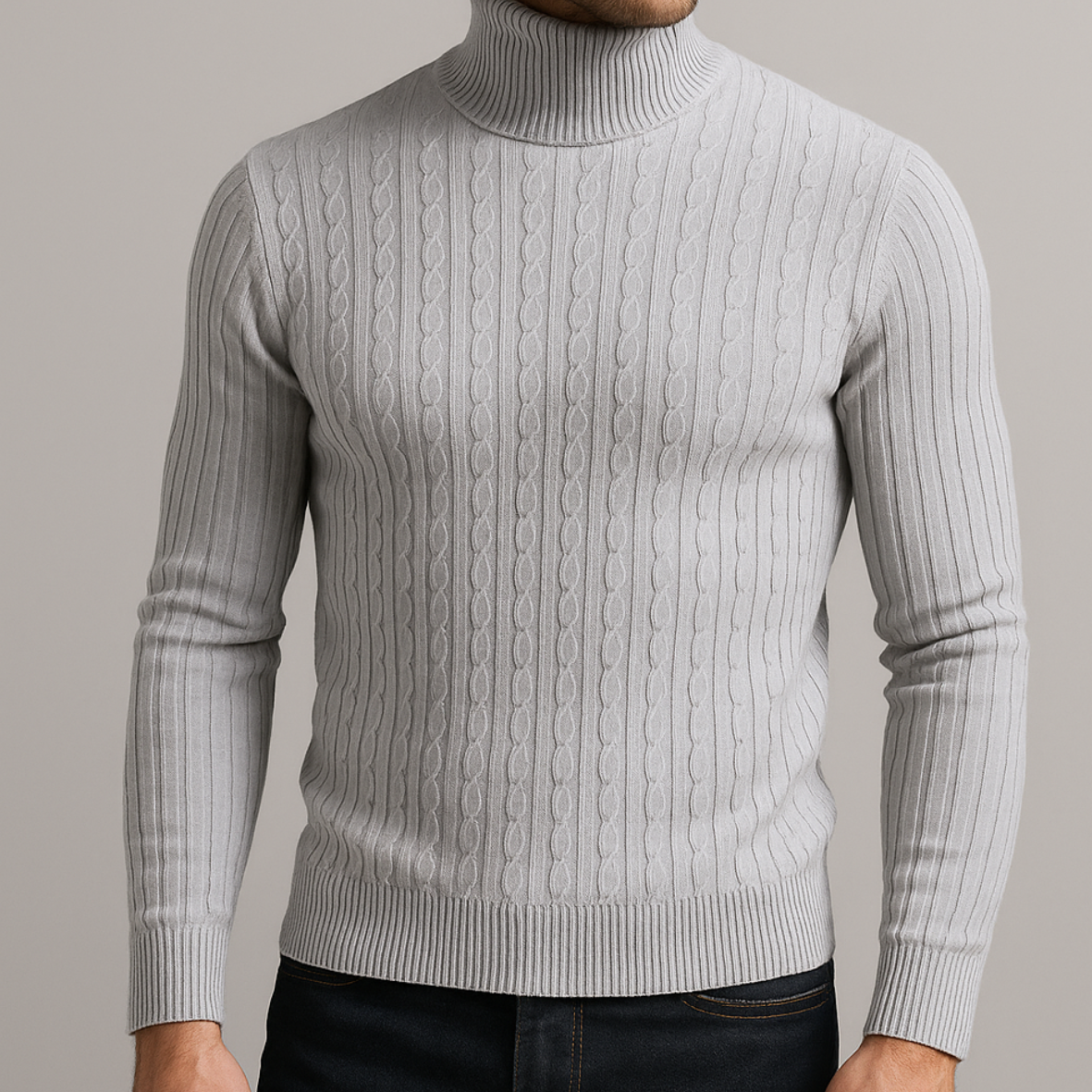 Maglione a Collo Alto Uomo | Maglione Invernale a Treccia Slim Fit | Pullover Casual Elegante Uomo