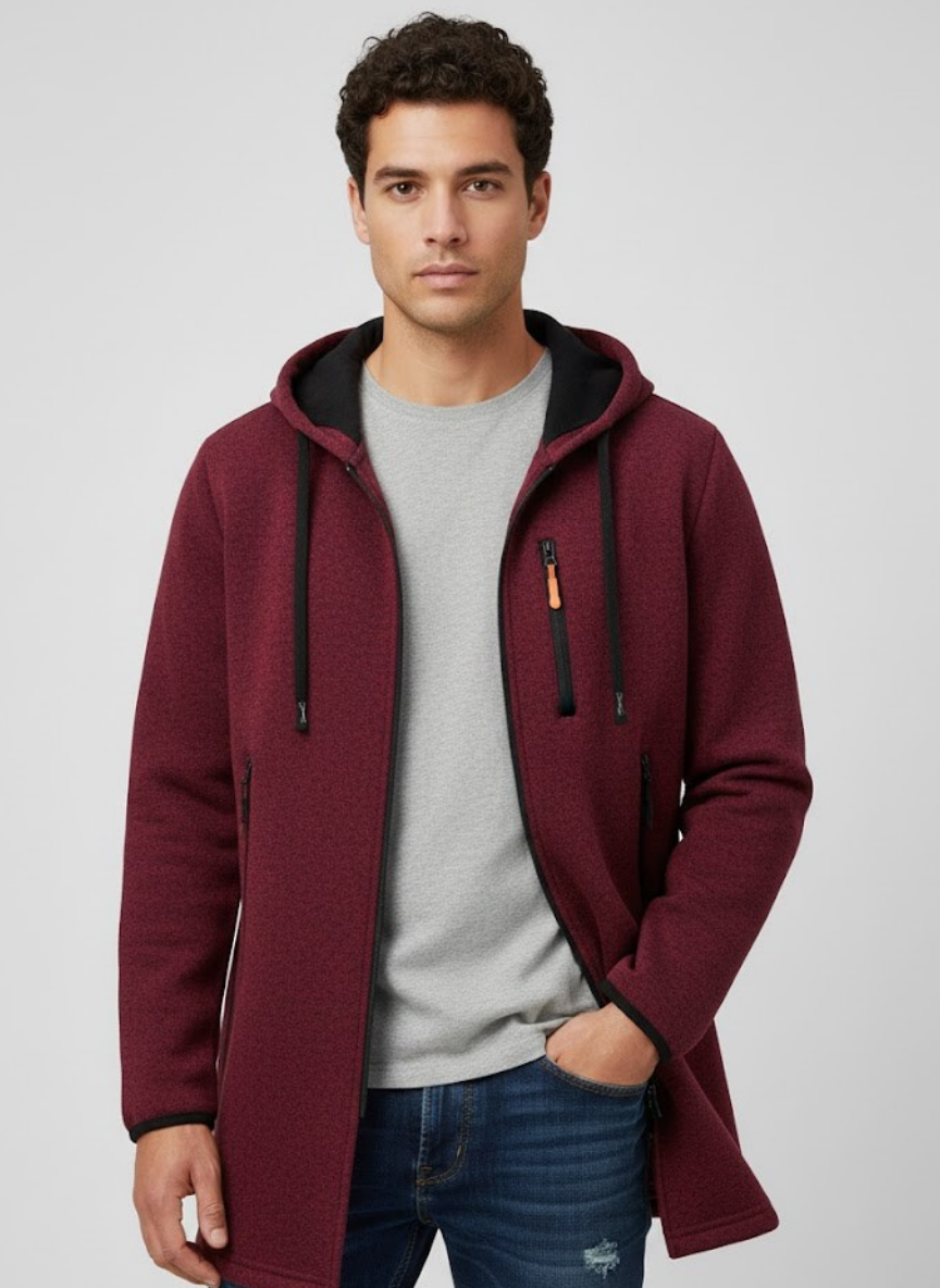 Giacca in Maglia con Cappuccio Uomo | Giacca Autunnale Invernale Casual con Cerniera