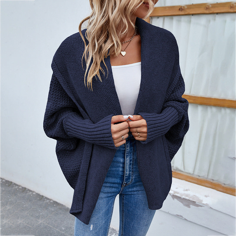 Knitted Oversized Cardigan with Draped Collar | Emilia