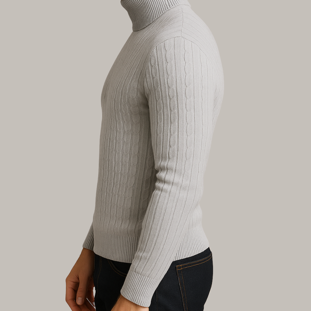 Maglione a Collo Alto Uomo | Maglione Invernale a Treccia Slim Fit | Pullover Casual Elegante Uomo