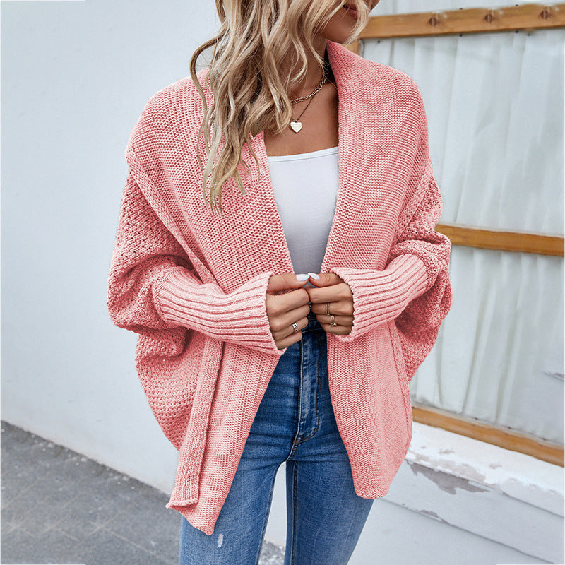 Knitted Oversized Cardigan with Draped Collar | Emilia