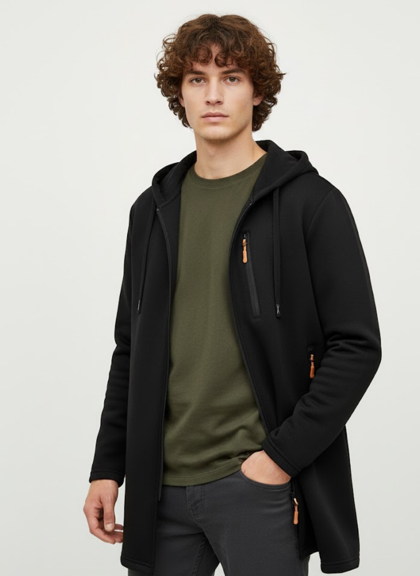 Giacca in Maglia con Cappuccio Uomo | Giacca Autunnale Invernale Casual con Cerniera