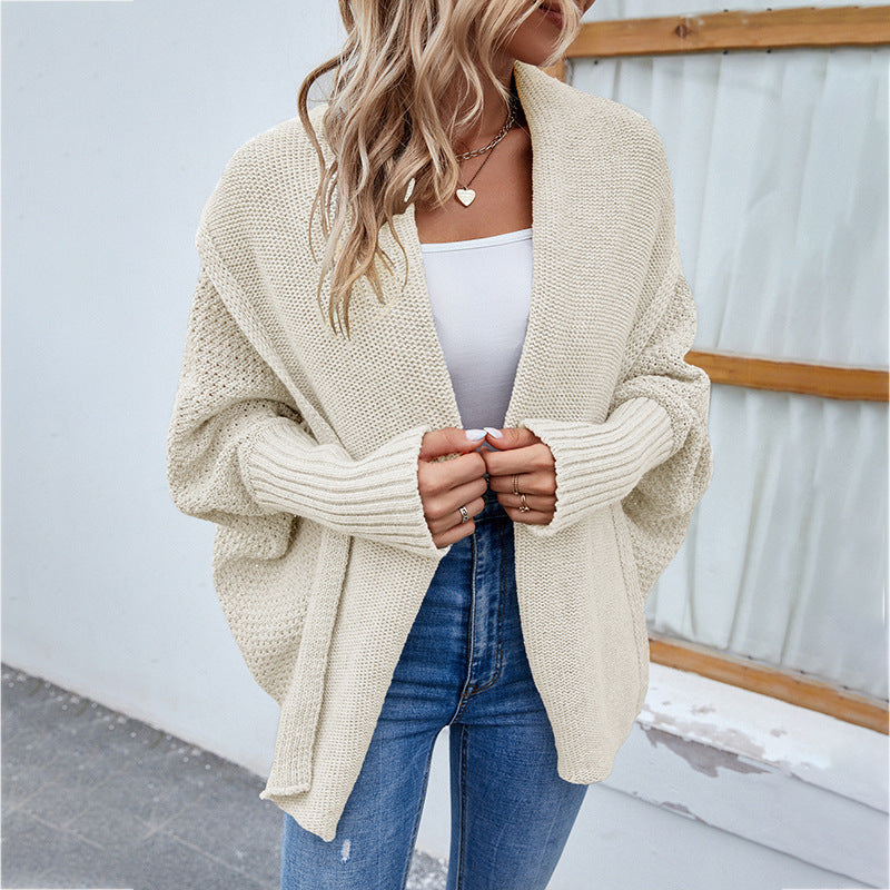 Knitted Oversized Cardigan with Draped Collar | Emilia