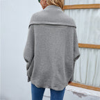 Knitted Oversized Cardigan with Draped Collar | Emilia