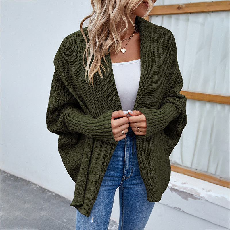 Knitted Oversized Cardigan with Draped Collar | Emilia