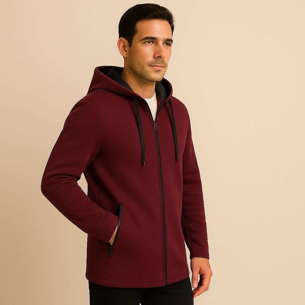 Giacca in Maglia con Cappuccio Uomo | Giacca Autunnale Invernale Casual con Cerniera