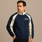 Giacca sportiva blu con zip e colletto alto | Stile casual giapponese | Uomo