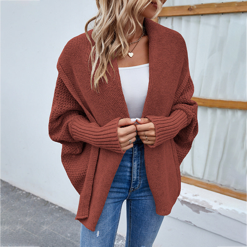 Knitted Oversized Cardigan with Draped Collar | Emilia