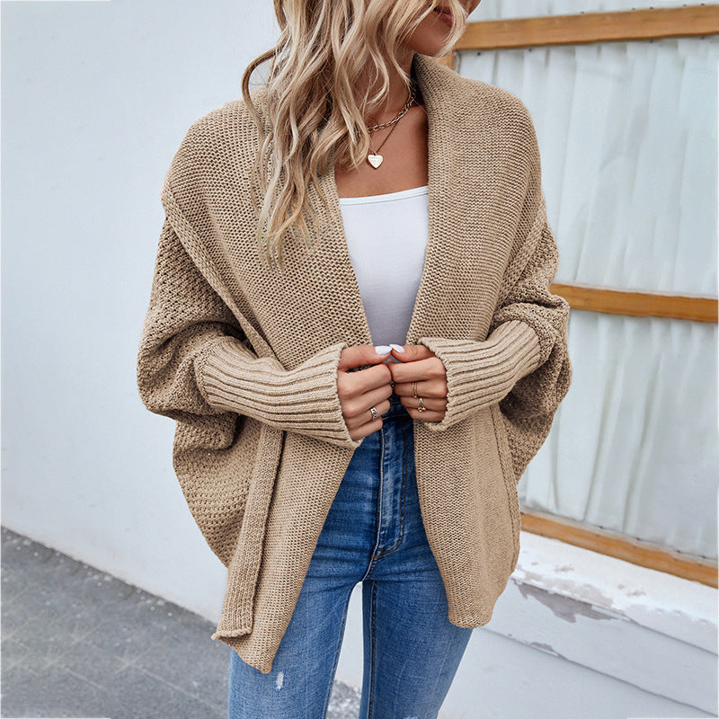 Knitted Oversized Cardigan with Draped Collar | Emilia