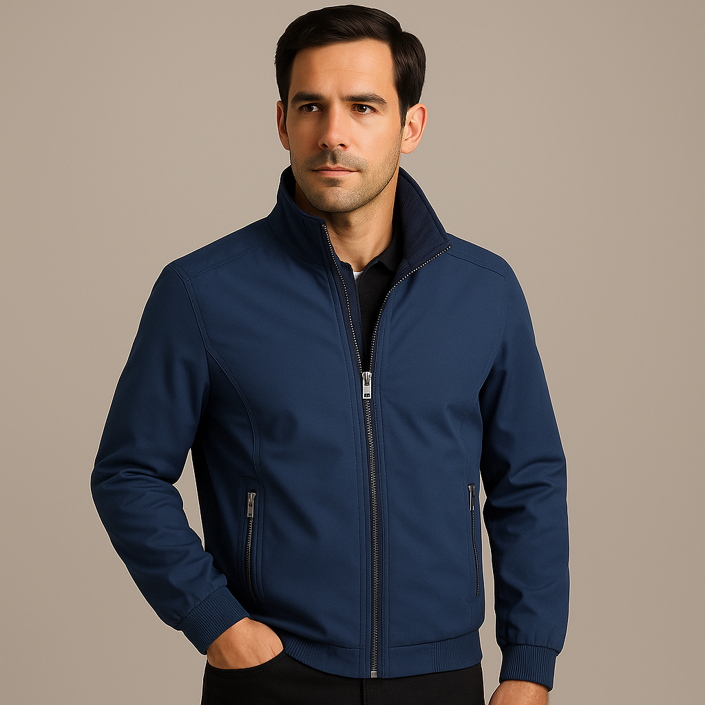 Giacca blu con zip e cappuccio | Giacca casual autunno inverno uomo