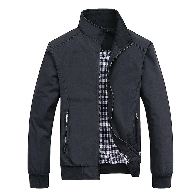 Giacca blu con zip e cappuccio | Giacca casual autunno inverno uomo