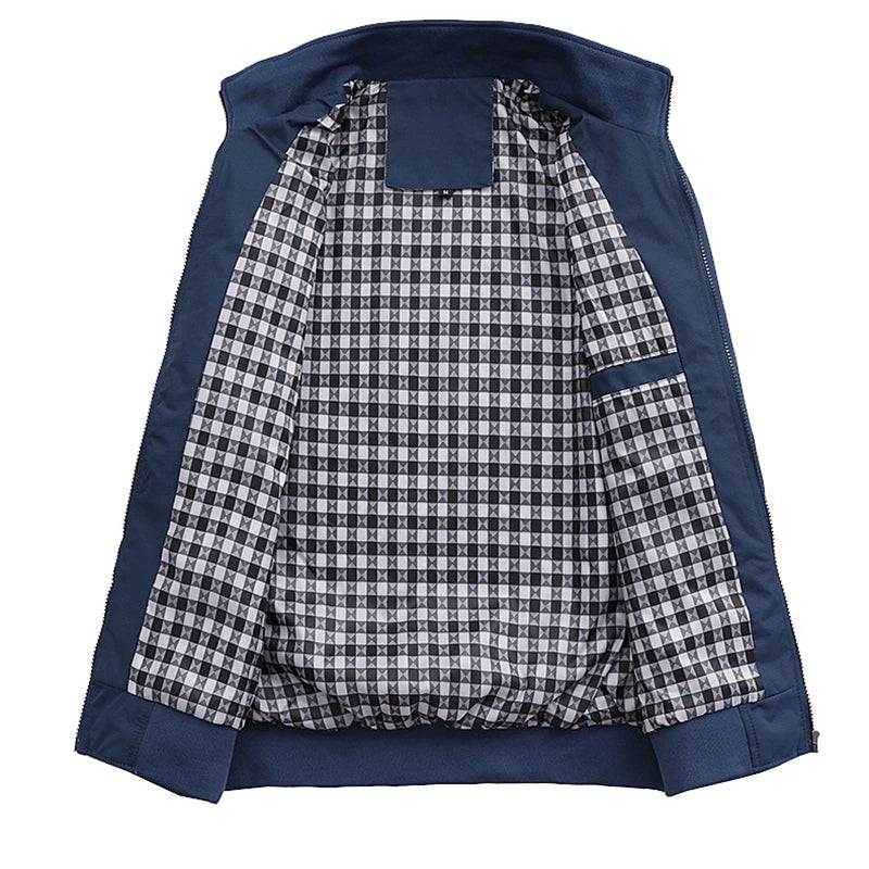 Giacca blu con zip e cappuccio | Giacca casual autunno inverno uomo