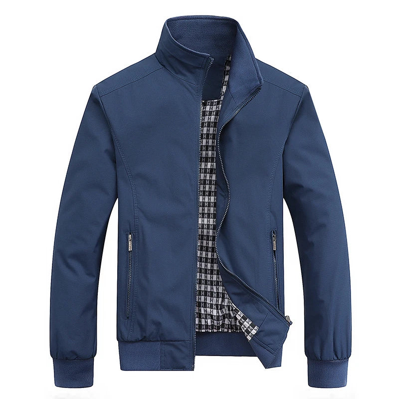 Giacca blu con zip e cappuccio | Giacca casual autunno inverno uomo
