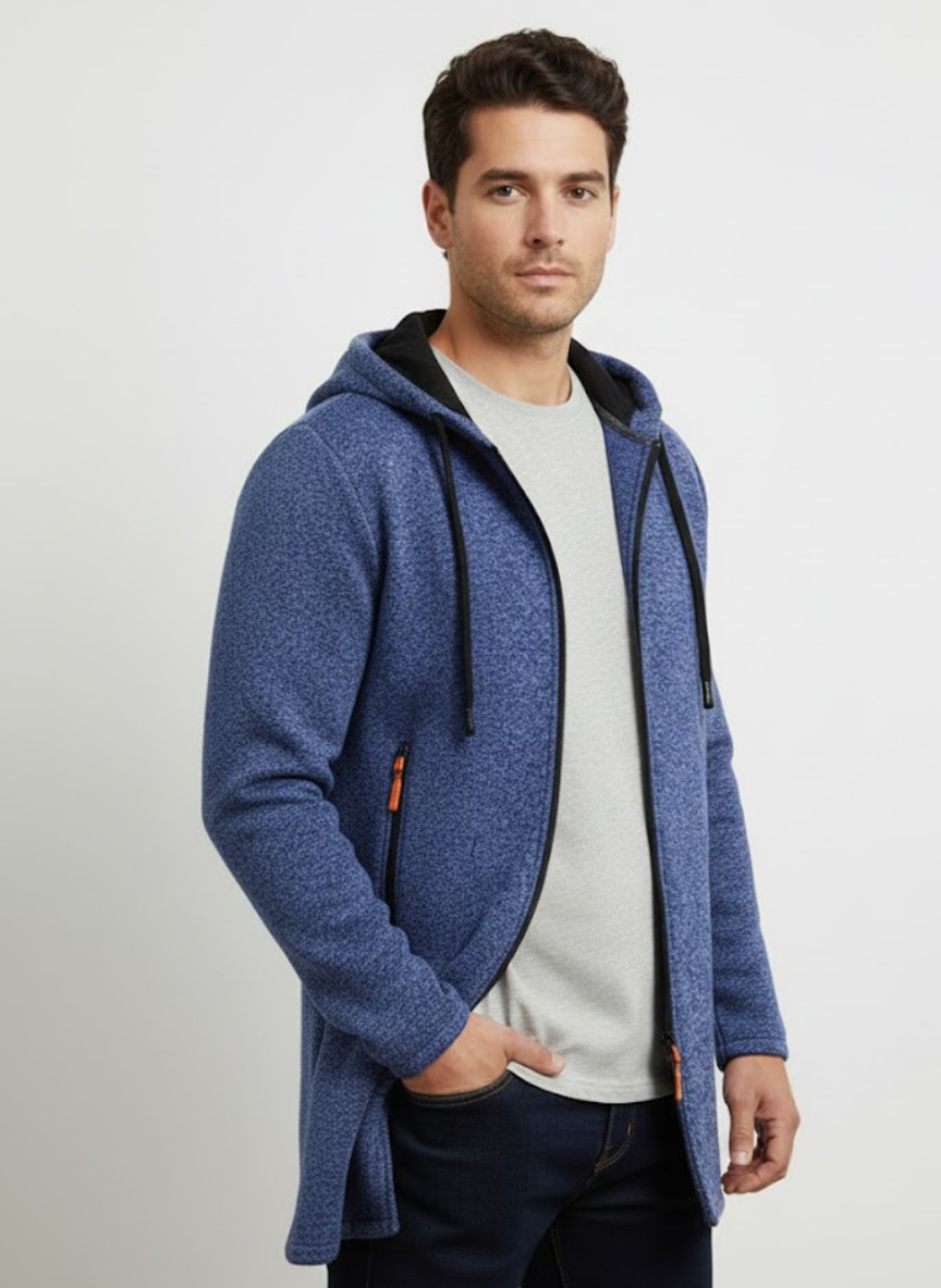 Giacca in Maglia con Cappuccio Uomo | Giacca Autunnale Invernale Casual con Cerniera