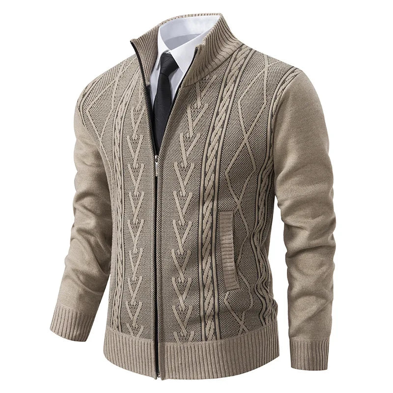 Cardigan Uomo con Cerniera | Maglione Invernale Collo Alto in Cotone | Stile Casual Elegante