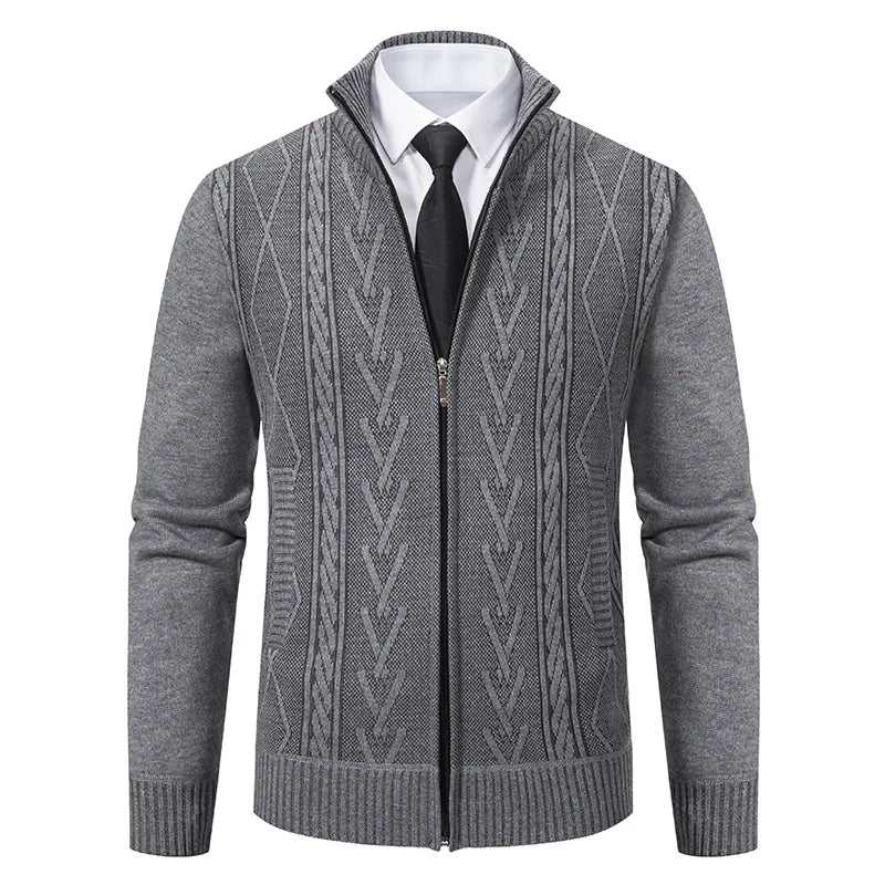 Cardigan Uomo con Cerniera | Maglione Invernale Collo Alto in Cotone | Stile Casual Elegante