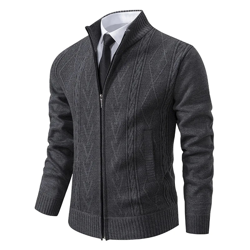 Cardigan Uomo con Cerniera | Maglione Invernale Collo Alto in Cotone | Stile Casual Elegante