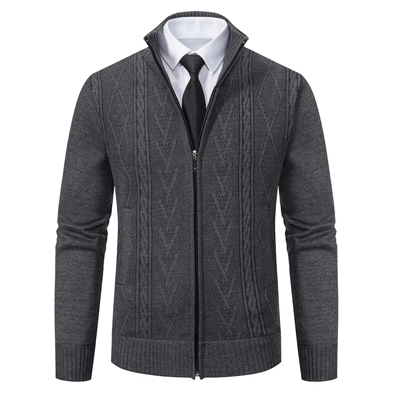 Cardigan Uomo con Cerniera | Maglione Invernale Collo Alto in Cotone | Stile Casual Elegante