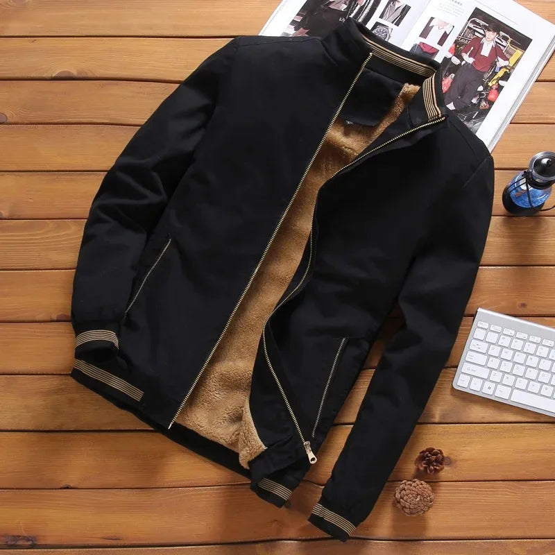 Giacca Casual da Uomo Invernale | Giacca Calda Foderata in Pile con Cerniera e Tasche | Cappotto Leggero Antivento Uomo