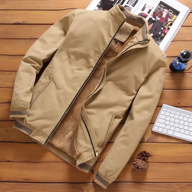 Giacca Casual da Uomo Invernale | Giacca Calda Foderata in Pile con Cerniera e Tasche | Cappotto Leggero Antivento Uomo