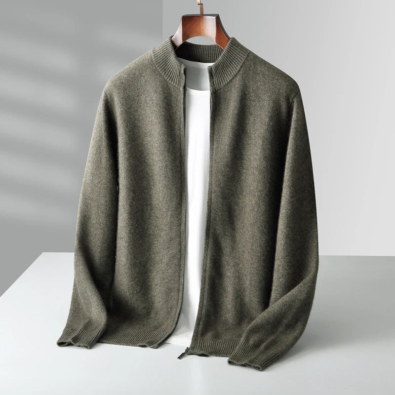 Cardigan Uomo Elegante con Zip | Maglia Invernale in Lana Morbida | Stile Casual Chic – Matteo