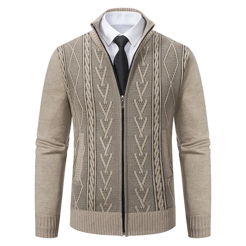 Cardigan Uomo con Cerniera | Maglione Invernale Collo Alto in Cotone | Stile Casual Elegante