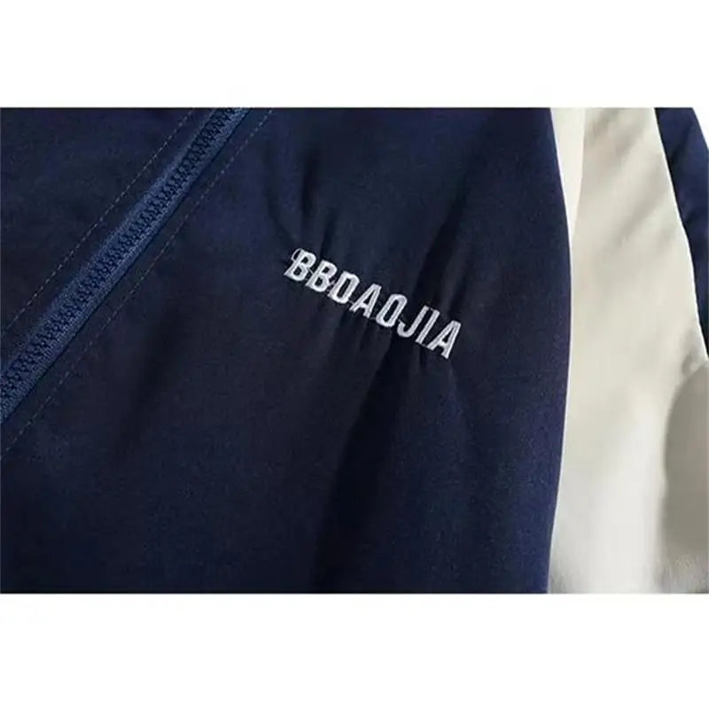 Giacca sportiva blu con zip e colletto alto | Stile casual giapponese | Uomo