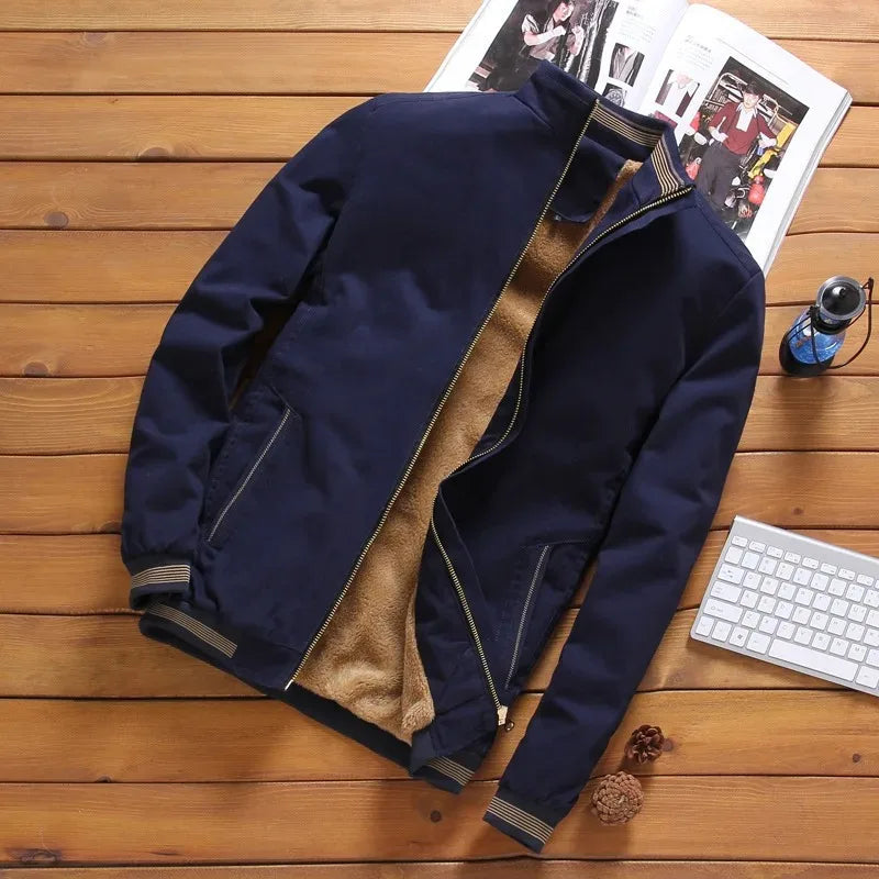 Giacca Casual da Uomo Invernale | Giacca Calda Foderata in Pile con Cerniera e Tasche | Cappotto Leggero Antivento Uomo