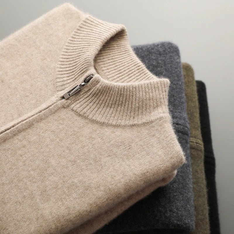 Cardigan Uomo Elegante con Zip | Maglia Invernale in Lana Morbida | Stile Casual Chic – Matteo