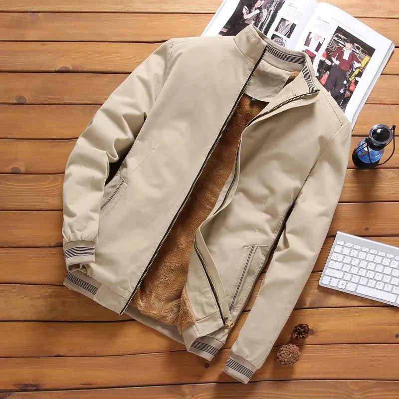 Giacca Casual da Uomo Invernale | Giacca Calda Foderata in Pile con Cerniera e Tasche | Cappotto Leggero Antivento Uomo