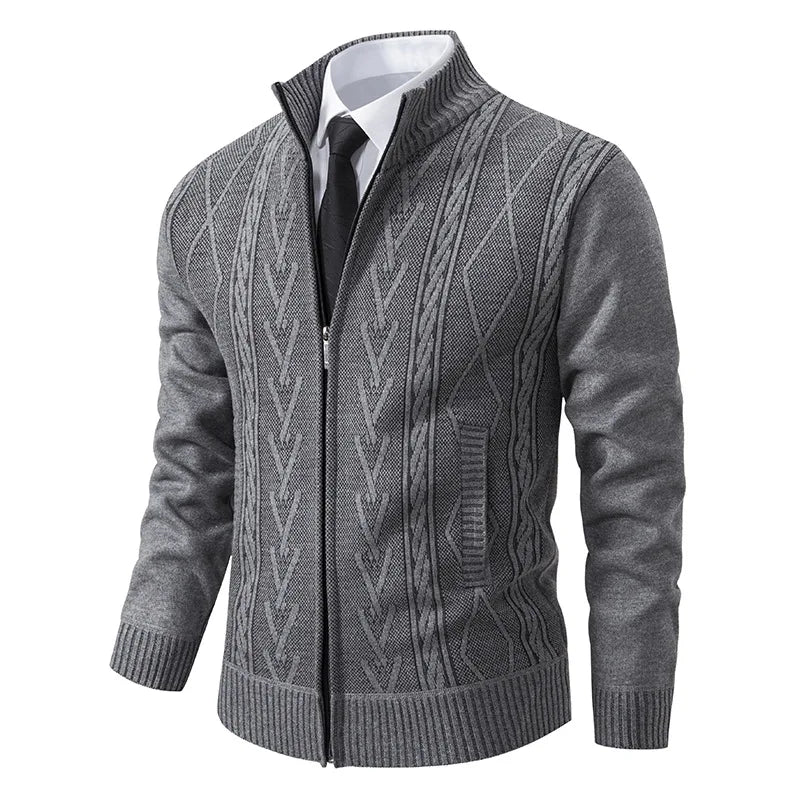 Cardigan Uomo con Cerniera | Maglione Invernale Collo Alto in Cotone | Stile Casual Elegante