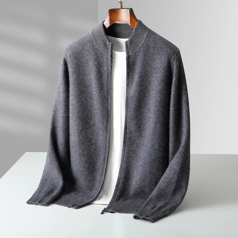 Cardigan Uomo Elegante con Zip | Maglia Invernale in Lana Morbida | Stile Casual Chic – Matteo