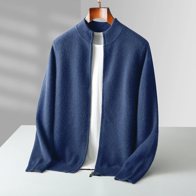 Cardigan Uomo Elegante con Zip | Maglia Invernale in Lana Morbida | Stile Casual Chic – Matteo
