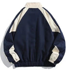 Giacca sportiva blu con zip e colletto alto | Stile casual giapponese | Uomo