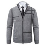 Cardigan Uomo Invernale con Cerniera | Maglia a Collo Alto in Maglia Morbida | Stile Casual Elegante | Colore Grigio | Davide