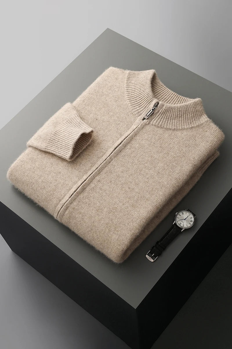 Cardigan Uomo Elegante con Zip | Maglia Invernale in Lana Morbida | Stile Casual Chic – Matteo