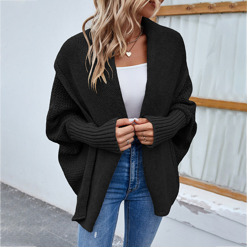 Knitted Oversized Cardigan with Draped Collar | Emilia