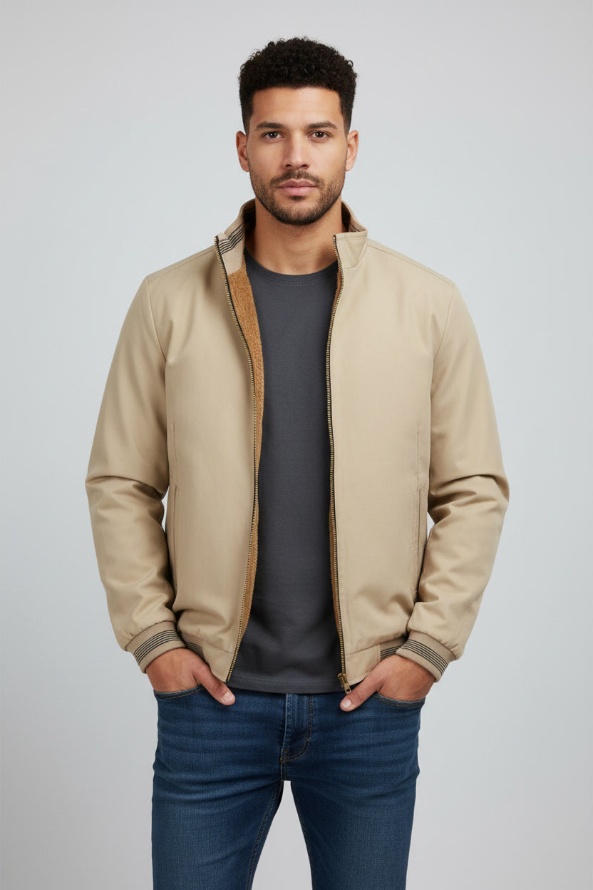 Giacca Casual da Uomo Invernale | Giacca Calda Foderata in Pile con Cerniera e Tasche | Cappotto Leggero Antivento Uomo