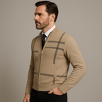 Cardigan Uomo Invernale con Cerniera | Maglia a Collo Alto in Maglia Morbida | Stile Casual Elegante | Colore Grigio | Davide