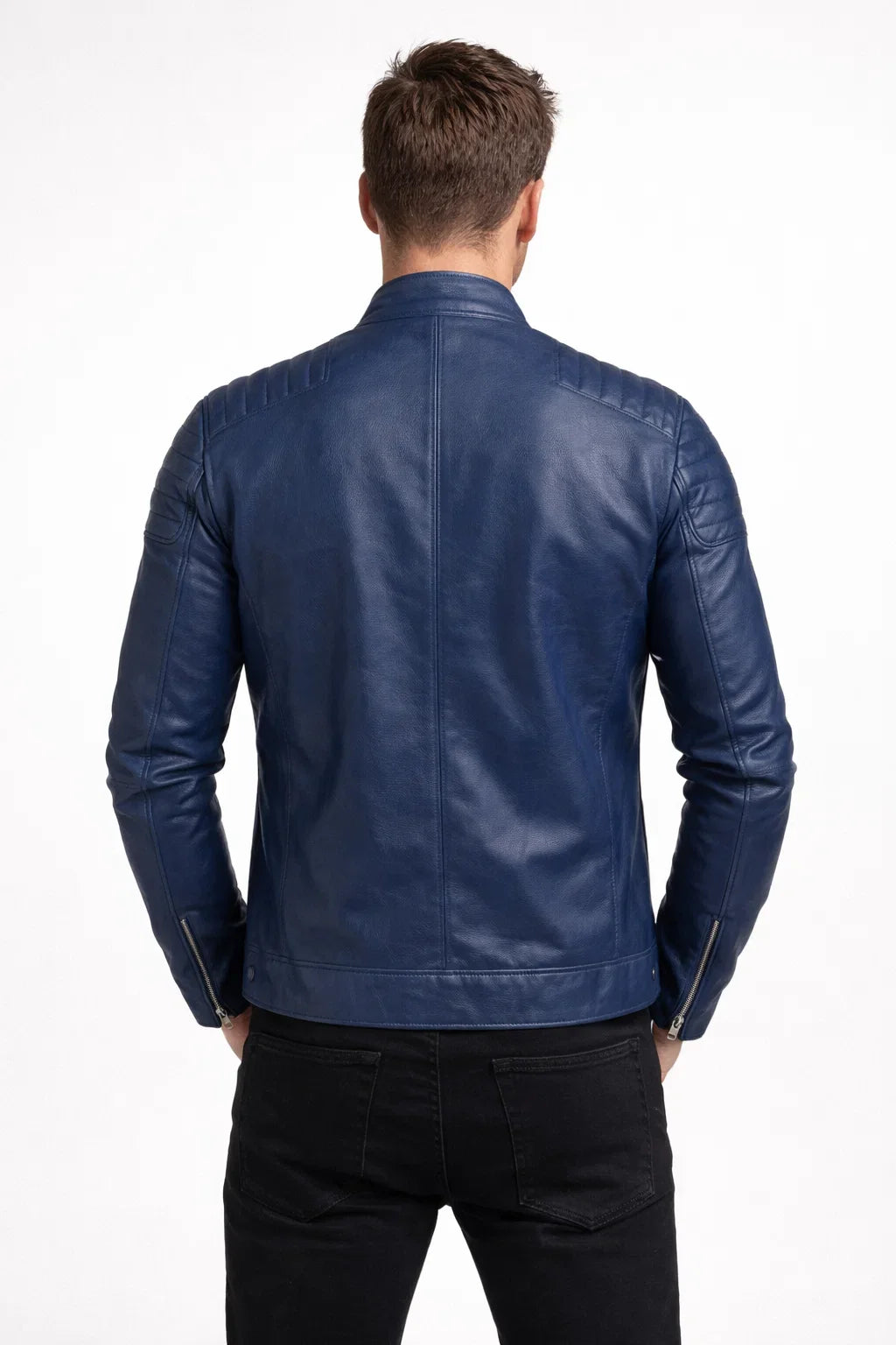 Giacca in Pelle Uomo | Slim Fit con Collo Alto