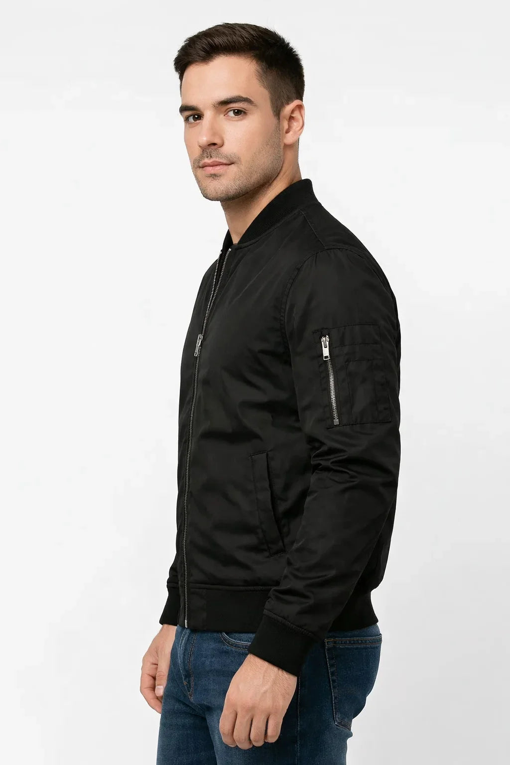 Giacca Bomber Uomo | Zip Frontale e Polsini a Coste