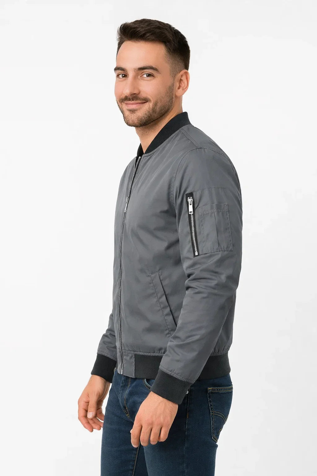 Giacca Bomber Uomo | Zip Frontale e Polsini a Coste