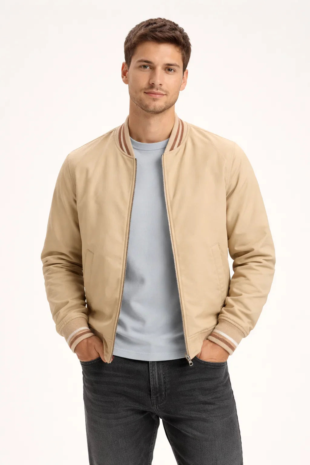 Giacca Bomber Uomo | Zip Integrale e Polsini a Coste