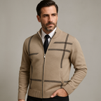 Cardigan Uomo Invernale con Cerniera | Maglia a Collo Alto in Maglia Morbida | Stile Casual Elegante | Colore Grigio | Davide