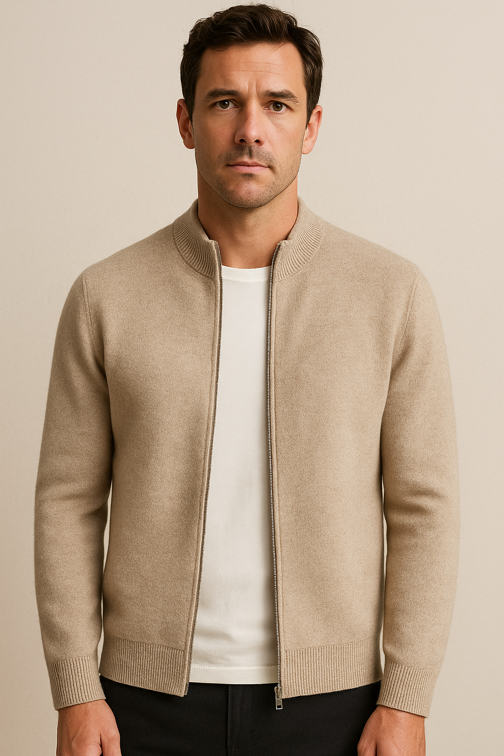 Cardigan Uomo Elegante con Zip | Maglia Invernale in Lana Morbida | Stile Casual Chic – Matteo