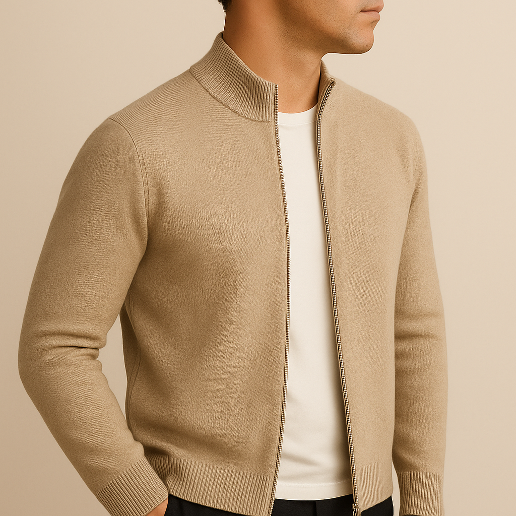 Cardigan Uomo Elegante con Zip | Maglia Invernale in Lana Morbida | Stile Casual Chic – Matteo