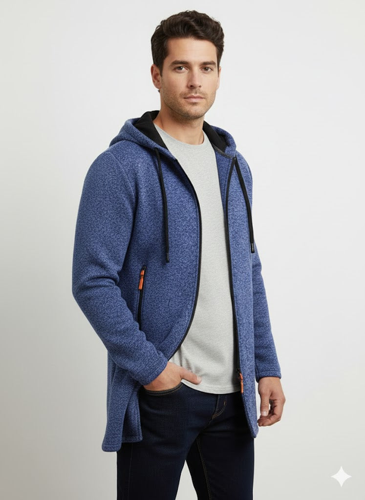 Giacca in Maglia con Cappuccio Uomo | Giacca Autunnale Invernale Casual con Cerniera